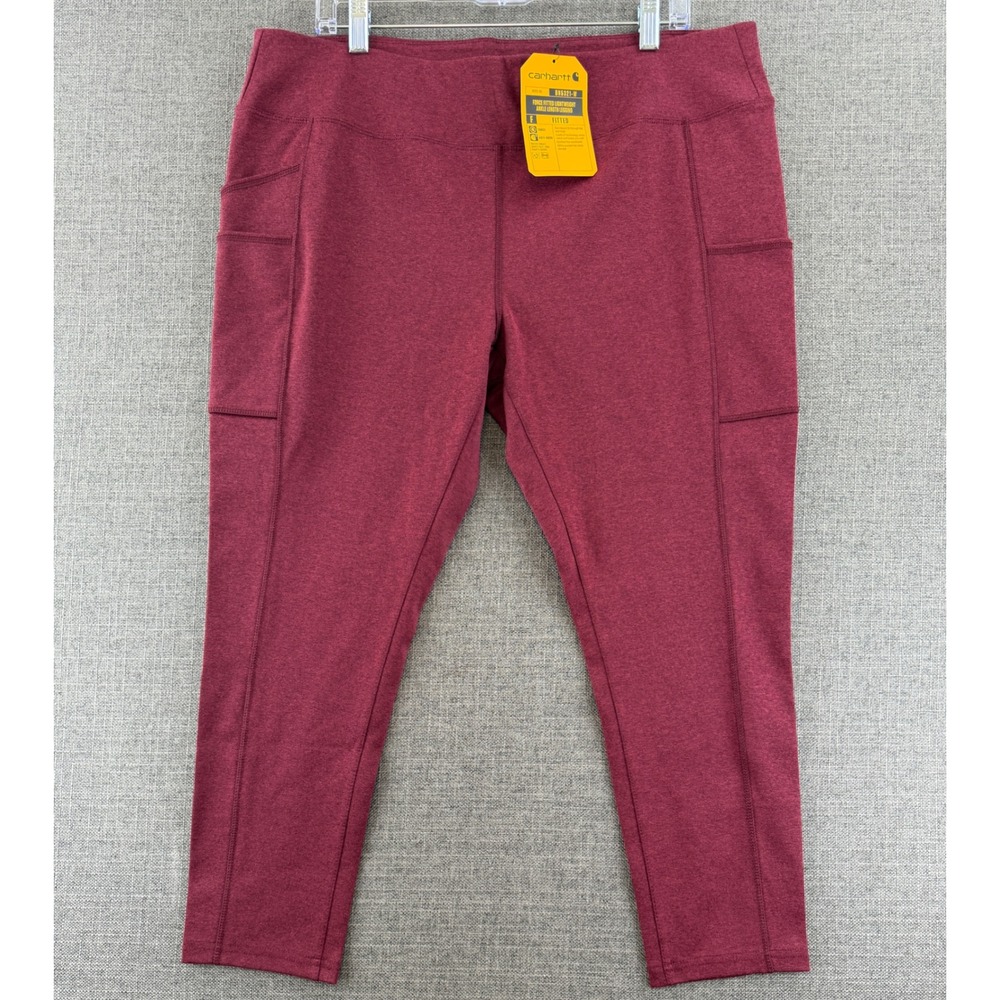 New Carhartt Force Fitted Lightweight Ankle Leggings Berry Red Women's XL